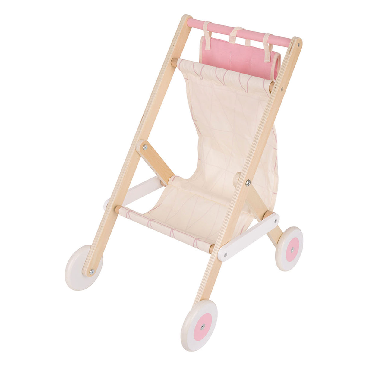 Monde classique du monde en bois poppenbuggy rose blanc