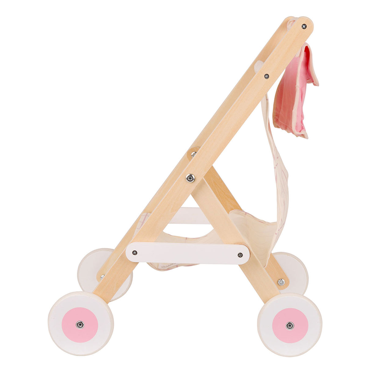 Monde classique du monde en bois poppenbuggy rose blanc