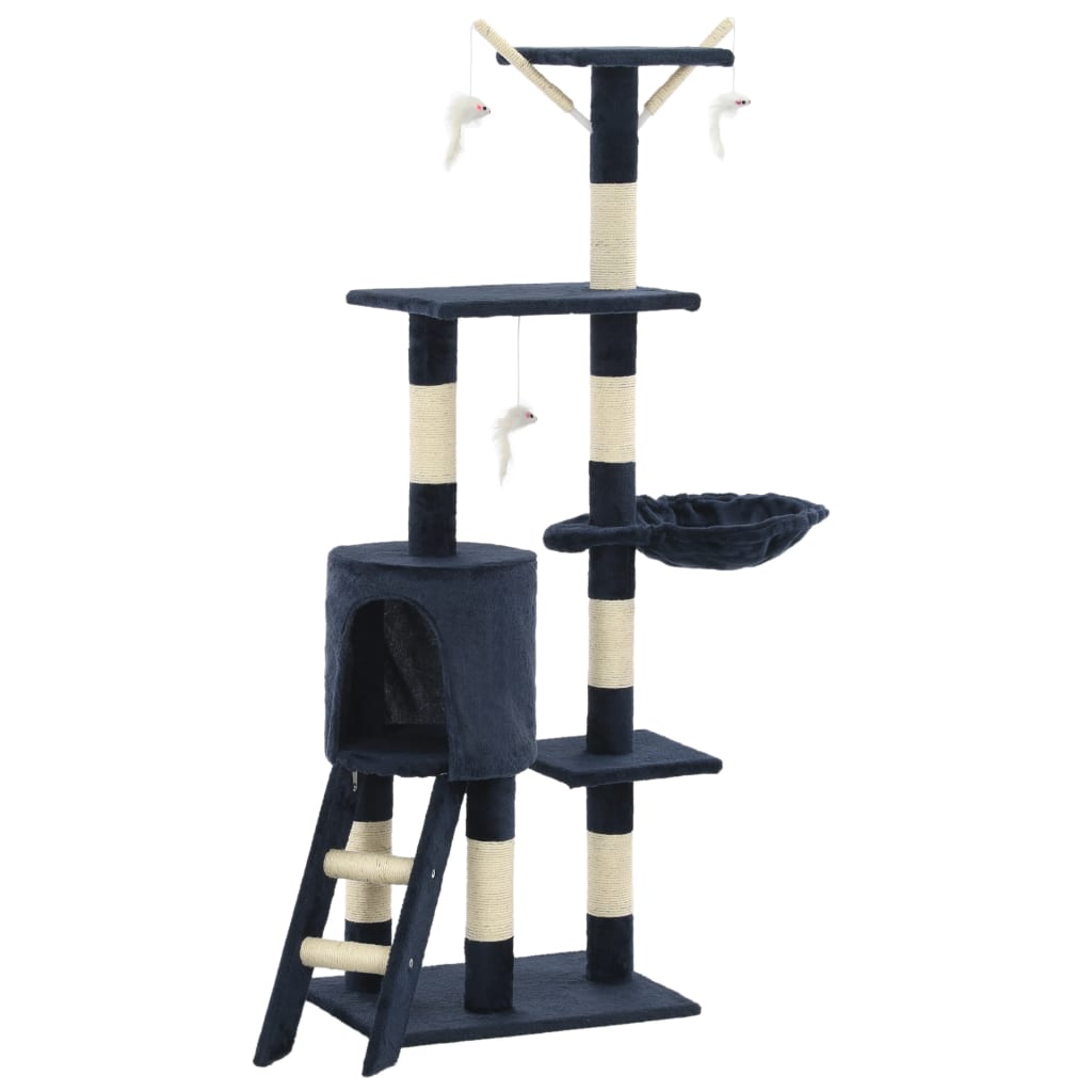 Vidaxl Cat Scracking Post s sisal škrábancovými sloupky 138 cm tmavě modrá