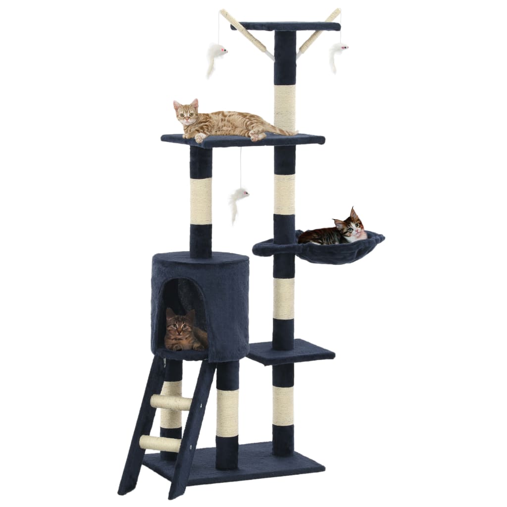 Vidaxl Cat Scracking Post s sisal škrábancovými sloupky 138 cm tmavě modrá
