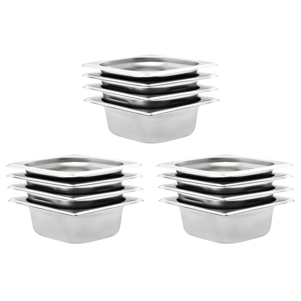 Vidaxl gastronombakken 12 pc Gn 1 6 65 mm nerjavno jeklo