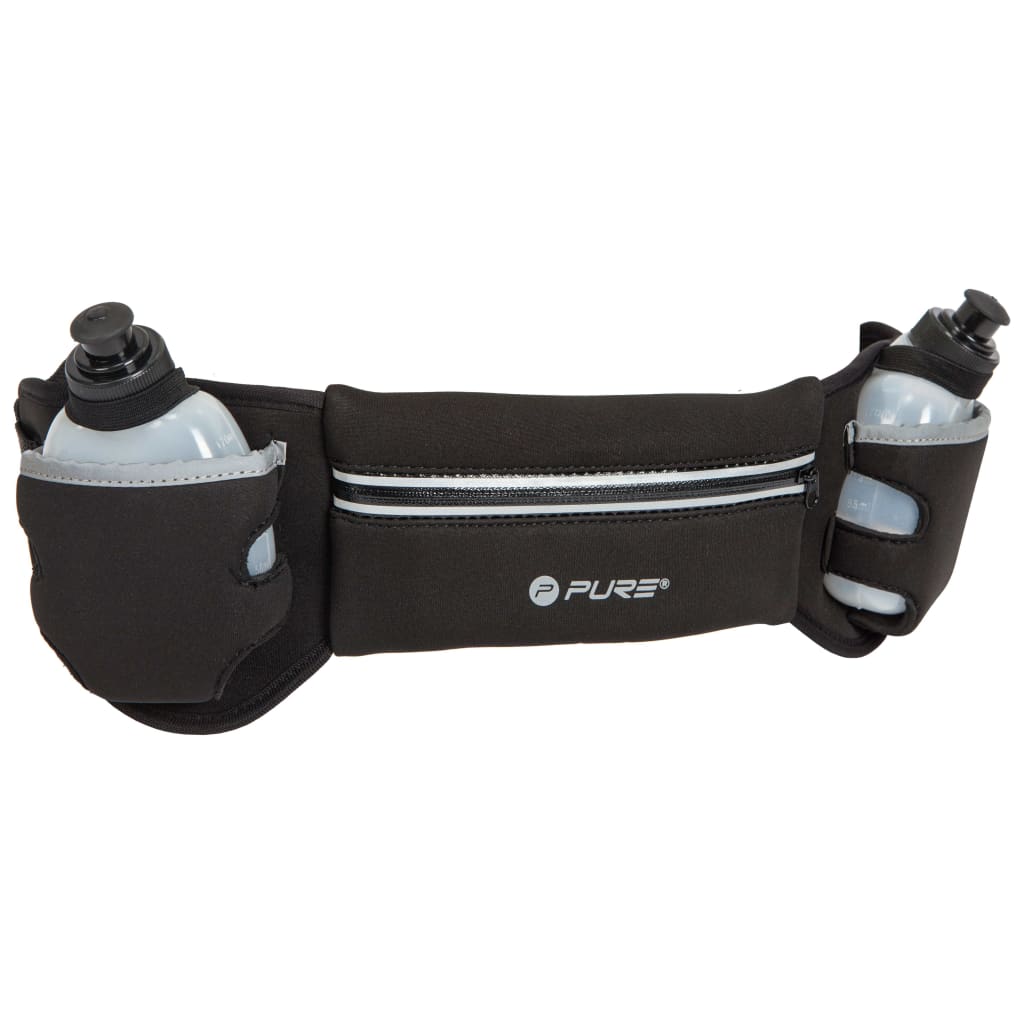 Pure2Improve Pure2 Improve Running ceinture avec 2 bouteilles de noir et de gris