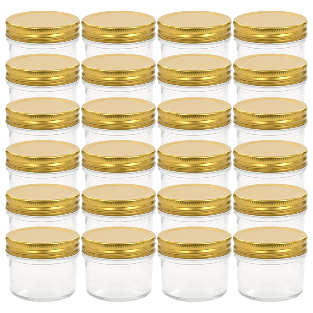 Vidaxl jam jars with gold -colored lids 24 st 110 ml glass