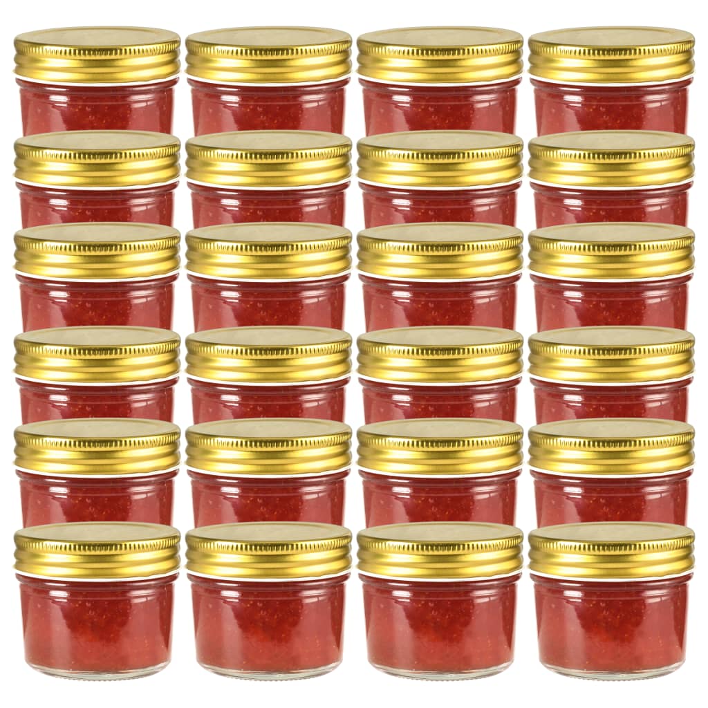Vidaxl jam jars with gold -colored lids 24 st 110 ml glass