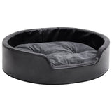 Vidaxl Hond Basket 69x59x19 cm Plush a kënschtlech Lieder schwaarz an donkelgräif