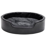 Vidaxl Hond Basket 69x59x19 cm Plush a kënschtlech Lieder schwaarz an donkelgräif