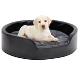 Vidaxl Hond Basket 69x59x19 cm Plush a kënschtlech Lieder schwaarz an donkelgräif