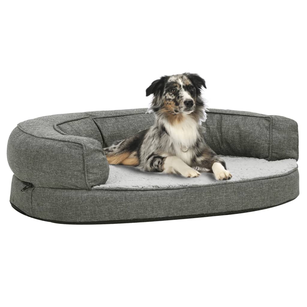 Vidaxl dog bed ergonomic linen-look 75x53 cm fleece gray