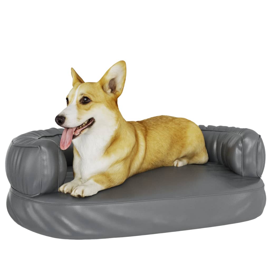 Vidaxl dog basket with ergonomic foam 60x42 cm artificial leather gray