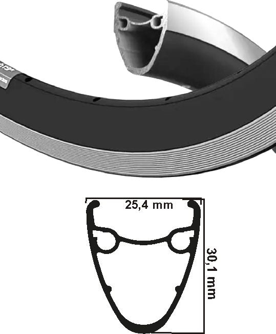 Ryde Rim Dutch 19 R 28 tommer (622) Sort sølv 32 hul 14g