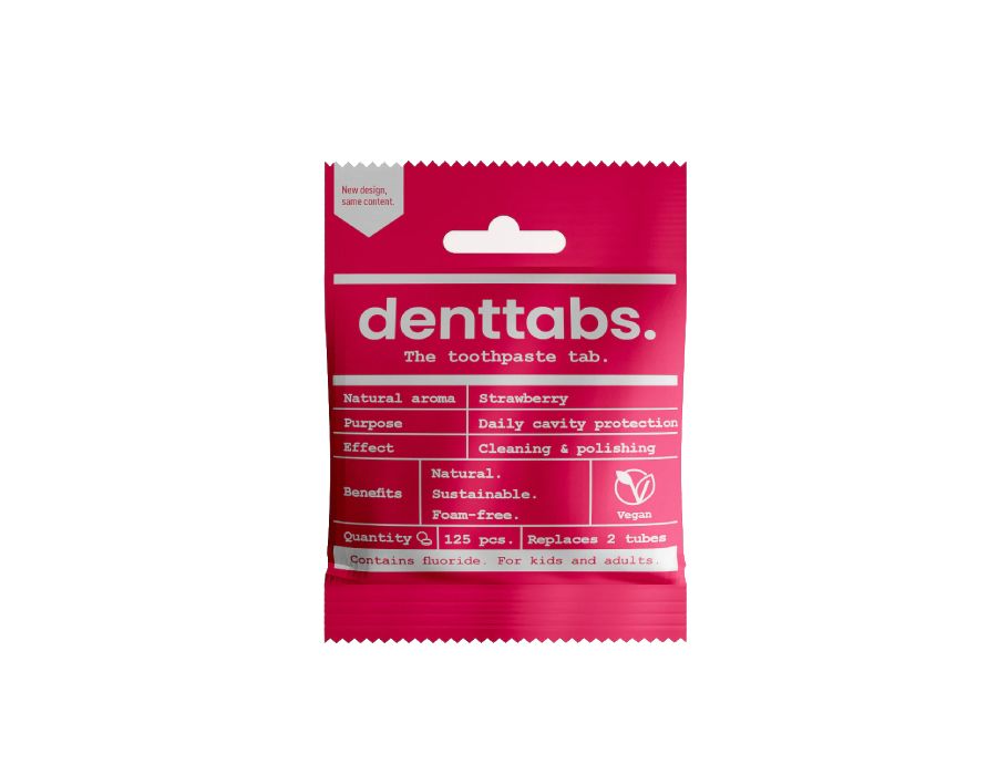 Tablets de pasta dentária dentdAbs com morango de flúor