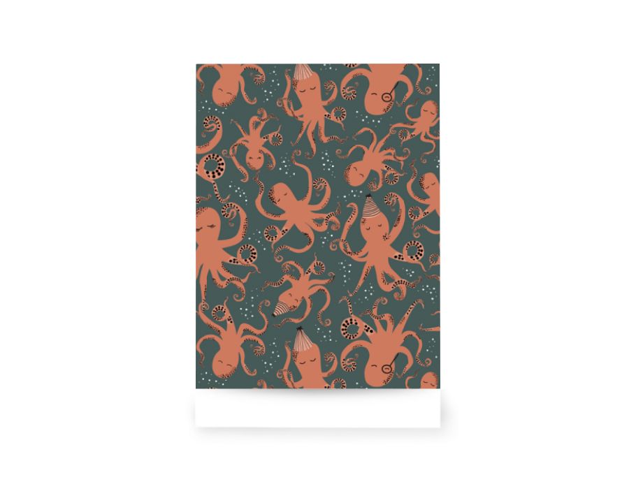 Sacs-cadeaux House of Products Octopus Blue Orange 17x25cm 200st