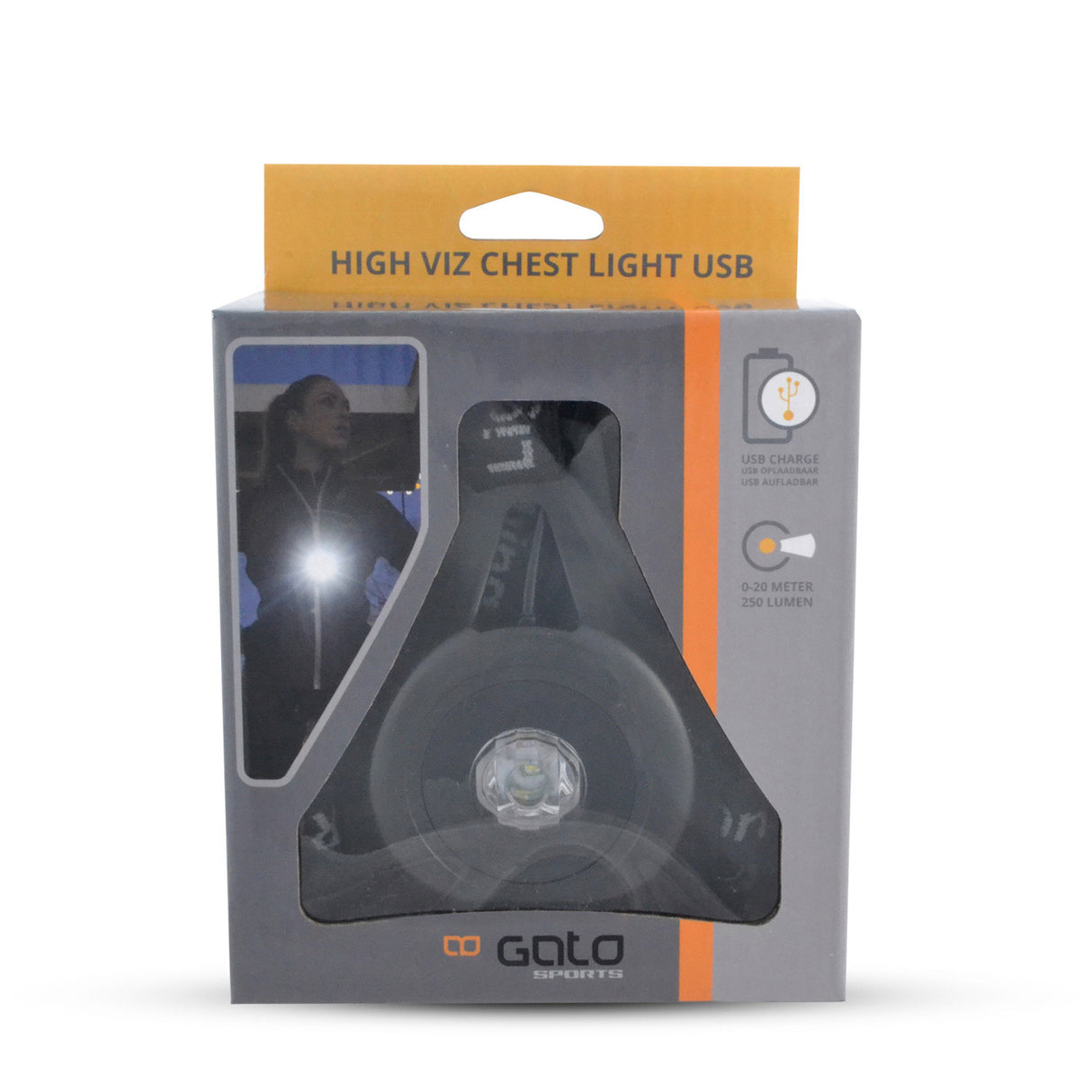 Outwet Gato High-Viz Chest Light USB Black One Size