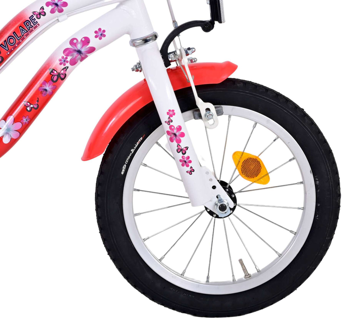 Volare Lovely Children's Bicycle - Girls - 14 Inch - Red White - Two Hand brakes