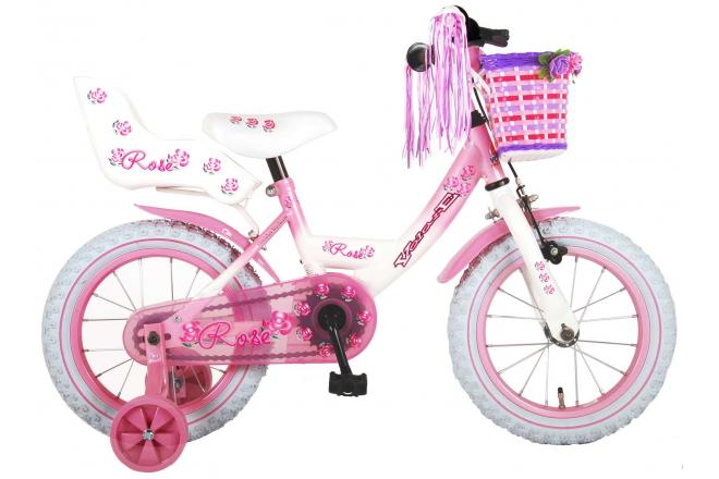 Volare Rose otroška kolesarska dekleta 14 -palčna roza bela 95% sestavljena