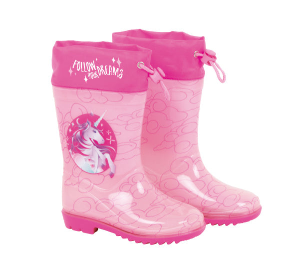 Arditex Unicorn Rain Boots Girls PVC Textile Light Pink Size 24