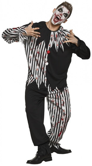 Boland bluddege Clown Kostüm unisex schwaarz a wäiss Gréisst 50-52 (m)