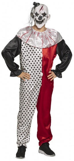 Boland Psycho Clown kostume mænd sort rød hvid størrelse m l