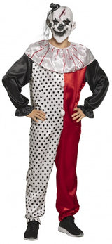 Boland Psycho Clown kostume mænd sort rød hvid størrelse m l