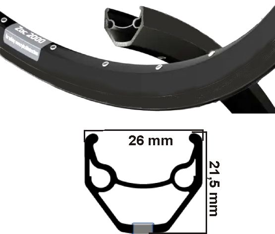 Ryde Velg Zac 2000 Mat Disque noir noir 28 36 trous Etro 622 14G