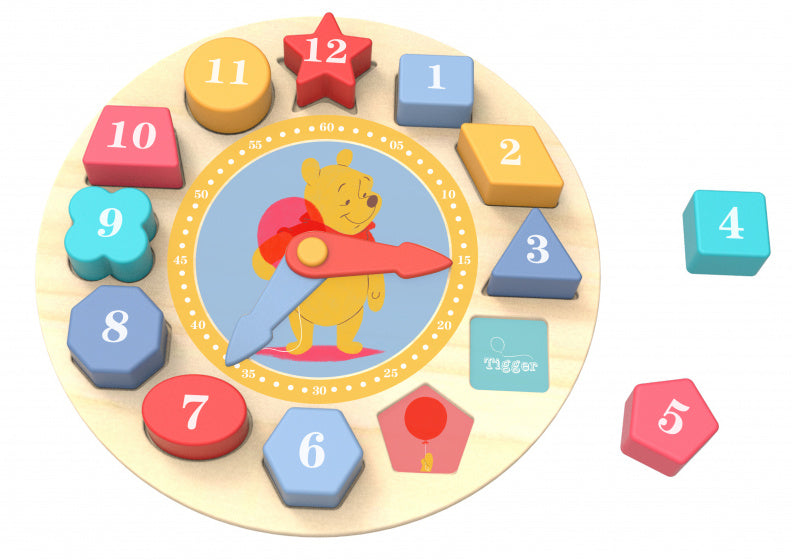 TOOKY TOY THE POOH Educational Wooden Clock Puzzle 15-piece