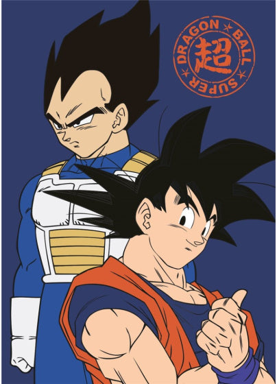 Dragon Ball Fleece Decke Super Sohn Goku y Vegeta 100 x 140 cm blau