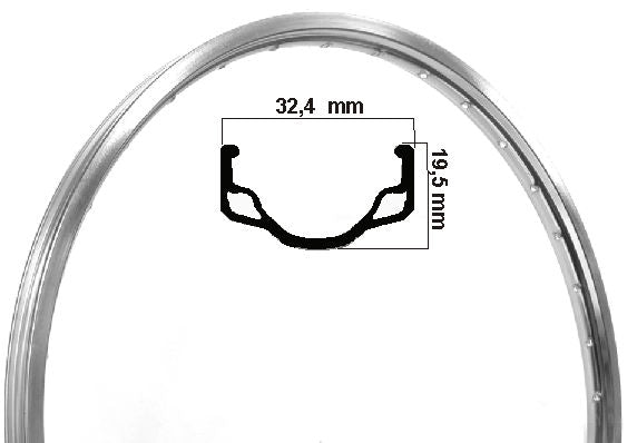 Ryde Velg HL32 Etro 28 palců (635) Leštěné Alu 36 otvorů 13G