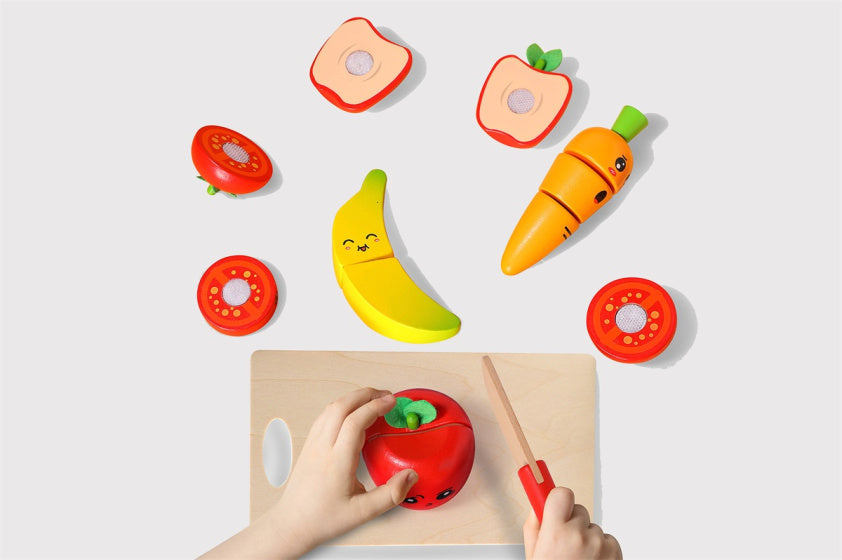 Dorjee Toy Snijset Wood Fruit and Vegetables