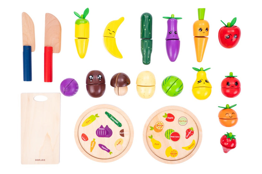 Dorjee Toy Snijset Wood Fruit and Vegetables