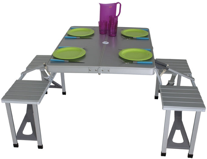 Eurotrail Camping table Limoux 86 x 68 cm aluminum gray
