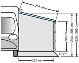 Eurotrail Zijwand zonder raam Camper 235 x 240 cm polyester grijs