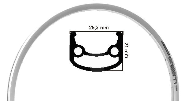 RODI Web E-Bike Rim 26 pollici 559 argento 36 fori fori 14