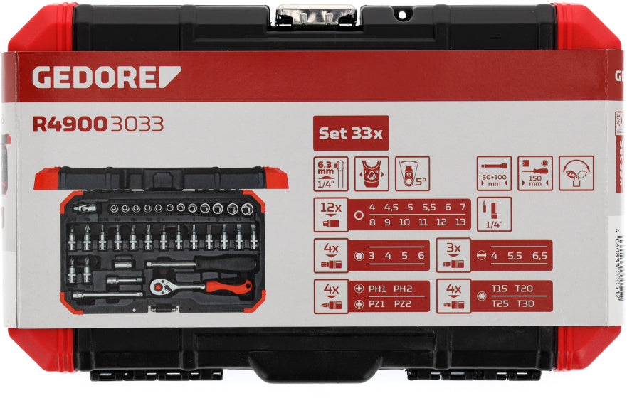 Gedore Red Dip Keys Set 1 4 tommer SW 4-13 mm sort 33-delt