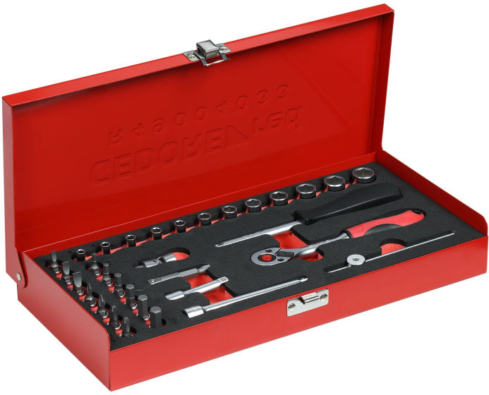 Gedore red Socket set 1 4 Inch SW 413 mm Silver 32-piece