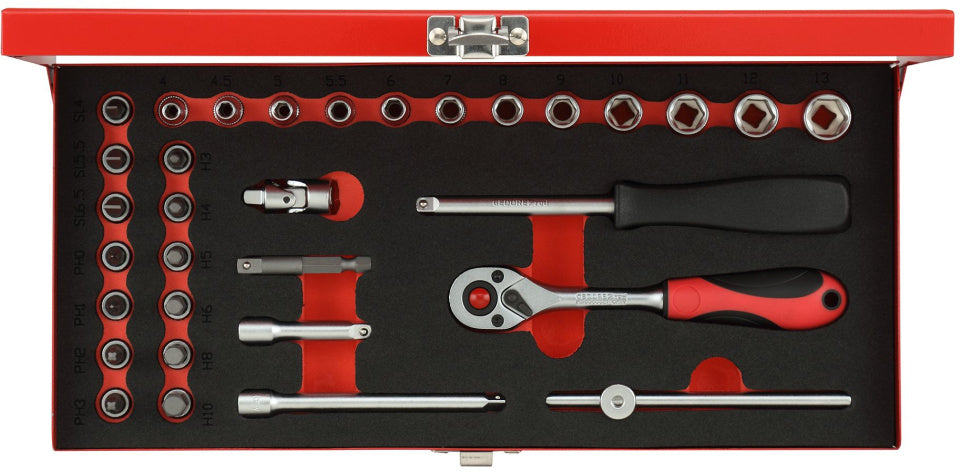 Set di dops rosso gedore 1 4 pollici SW 413 mm in argento a 32 pezzi