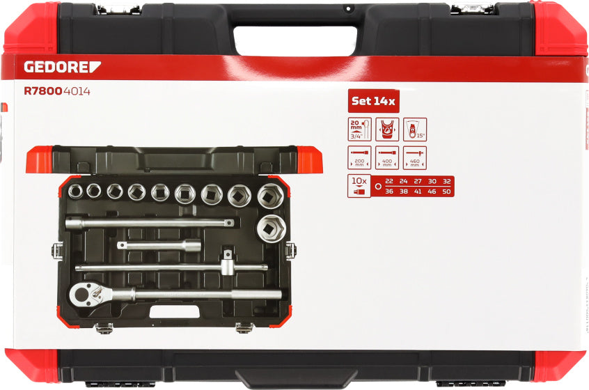 Gedore Red Dips Schlësselen 3 4 Zoll sh 22-50 mm 14-Stéck