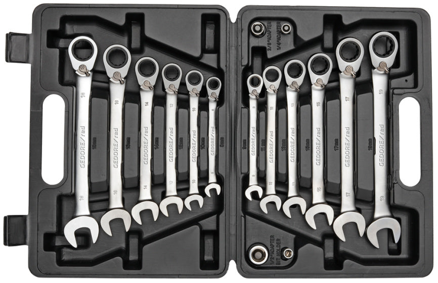 Gedore red Ring ratchet wrench set SW 8-19 mm 16-piece