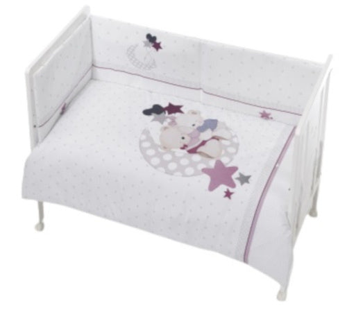Interbaby Bed Textile Set Moon 70 x 140 Cotton White Růžový 3-kus