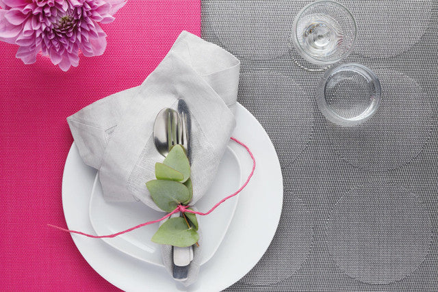 Kitchenclet placemat 30 x 45 cm PVC polyester sølvgrå