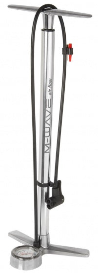 Pompa per biciclette m-wave con manometro in alluminio 61 cm in argento