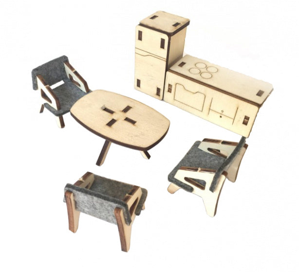 Mamatoyz wooden dollhouse furniture 5-piece