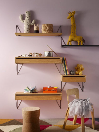 Maze wall shelf Pythagoras L 80x27x1.9 cm wood light brown