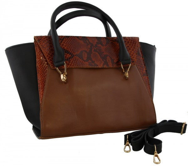 MH Bijoux-Umhängetasche Damen 24 x 41 cm Leder schwarzbraun 2-teilig