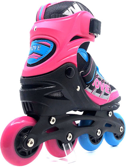 Flytta inline skridskor snabba semi-mjukbåt justerbar rosa blå storlek 38-41