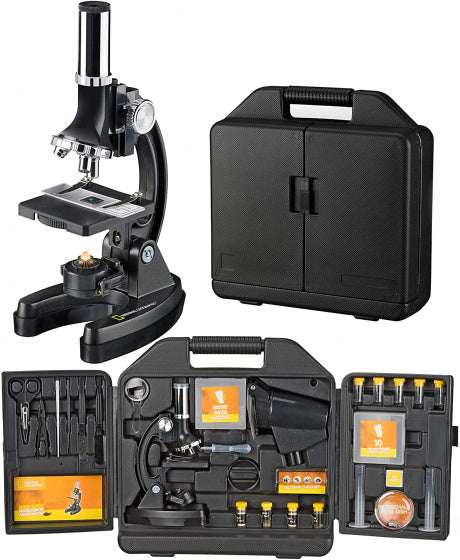 National Geographic Microscope With Suitcase 33 cm Steel Black 24-piece