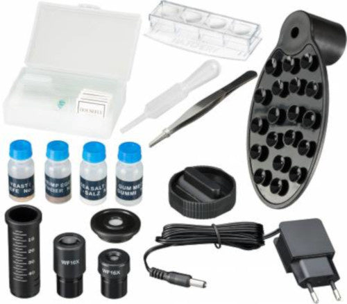 Set di microscopi geografici nazionali 30 cm 40-1280x in acciaio nero