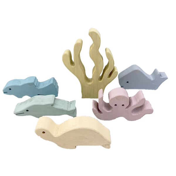 Papoose Toys Papoose Toys Pastel Wood Sea Story 6PC
