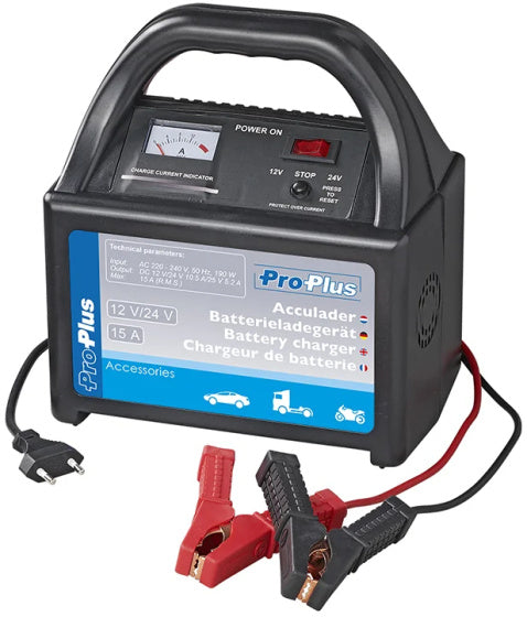 Chargeur de batterie Proplus 12 24 Volt 15 ampère 30-300 Ah noir