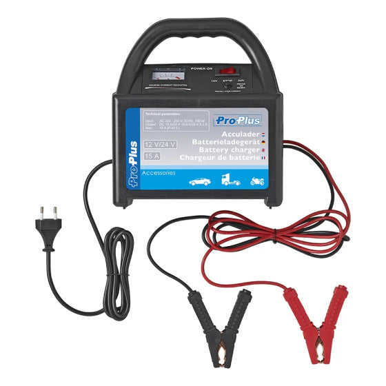 Chargeur de batterie Proplus 12 24 Volt 15 ampère 30-300 Ah noir