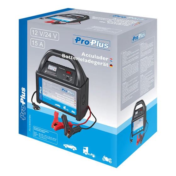 Chargeur de batterie Proplus 12 24 Volt 15 ampère 30-300 Ah noir